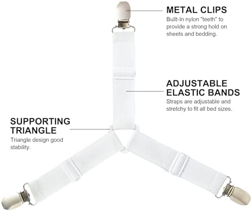 LINTINLOO Sheet Holders 4 Pack White Adjustable 1