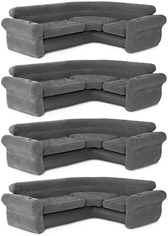 Intex L-Shaped Inflatable Couch with Cup Holders Gray 4 Pack