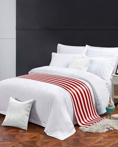 DecorLovee Red Striped Bed Runner Queen Size