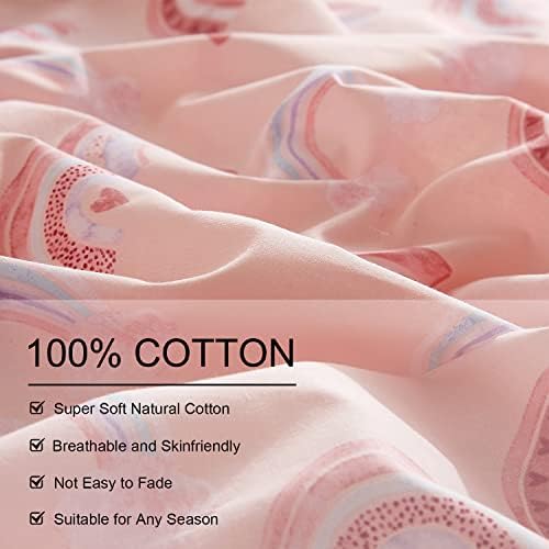 Ivellow Rainbow Pink Twin Duvet Cover Set 3Pcs