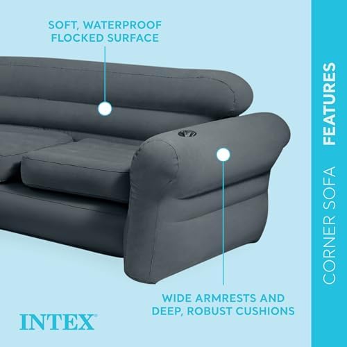 Intex L-Shaped Inflatable Couch with Cup Holders Gray 4 Pack
