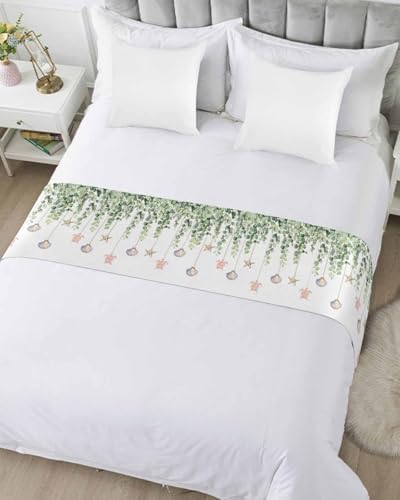 Litter Star King Bed Runner Green Eucalyptus Sea Turtle Scarf 1