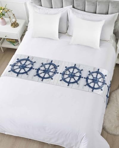 Homechoid Blue Coastal Bed Runner for Twin Size