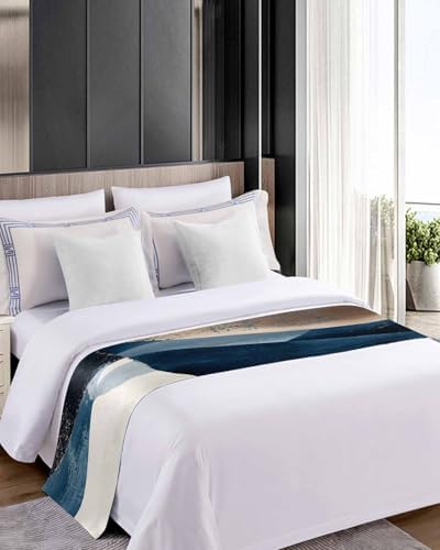 DecorLovee Navy Blue Bed Runner Queen Size