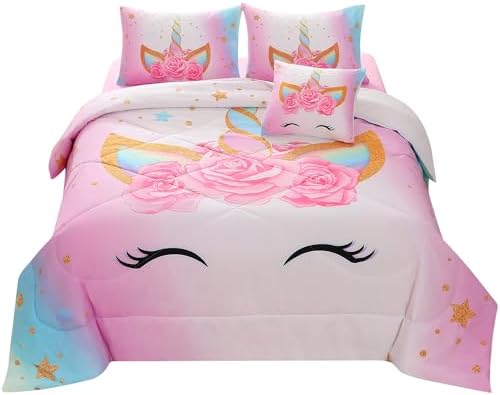 JQinHome Unicorn Twin Bedding Set 6 Piece 1