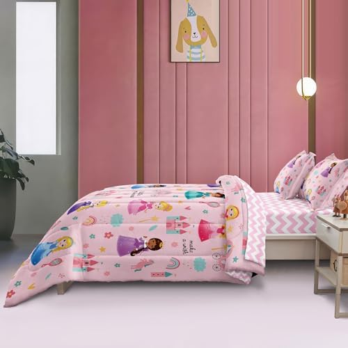 Kids Pink Princess Comforter Set Twin Bed in a Bag 5 Piece