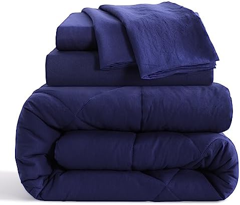 NTBAY Twin Comforter Set with Sheets Navy Blue 1