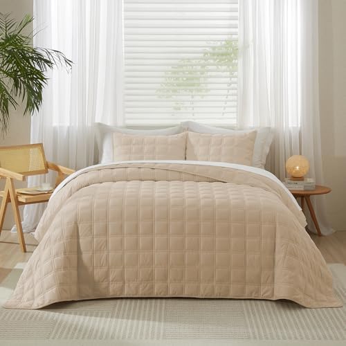 Wondnuga Velvet Quilt Set 3 Pieces Full Queen