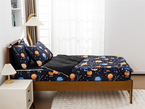 NTBED Galaxy Printed Zipper Comforter Set Twin Navy Blue 1