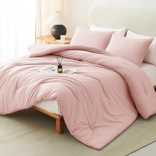 CozyLux Blush Pink Queen Comforter Set for Girls