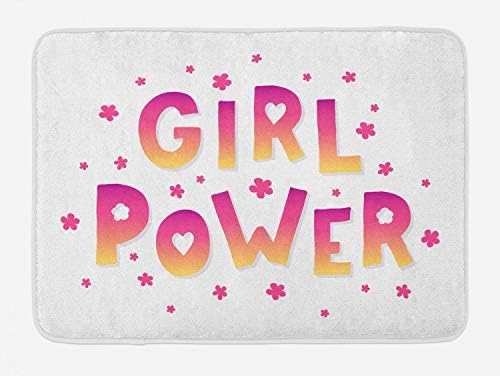 Ambesonne Girl Power Bath Mat - Plush Non Slip 302 x 20 Yellow Pink