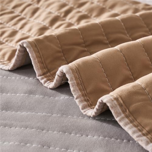 KAKIJUMN Twin Quilt Bedding Set with Patchwork Stripes