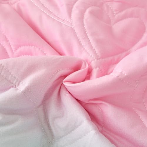 Xruibed Pink Ombre Quilt Set Queen 3PCS Summer Use