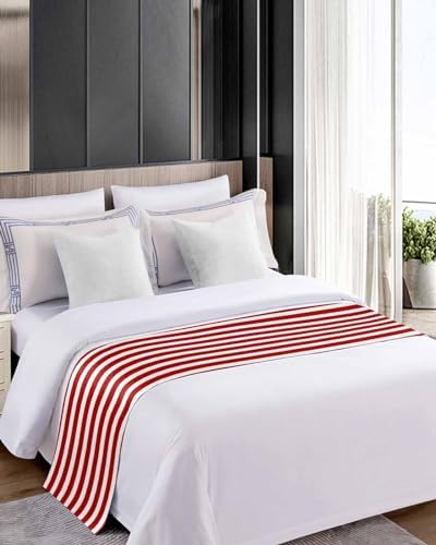DecorLovee Red Striped Bed Runner Queen Size