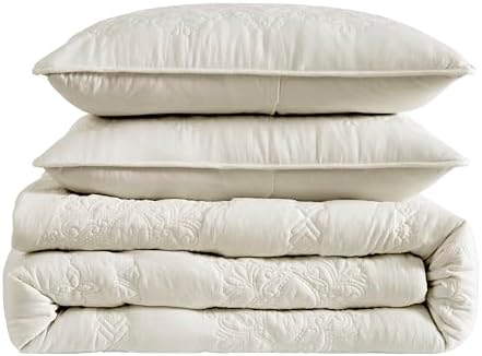 B2EVER Boho Light Beige Quilt Set Queen Size with Pillow Shams