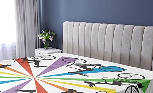 Ambesonne California King Fitted Sheet - Abstract Silhouette Girls on Bike Theme