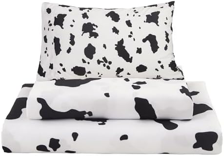 Viviland 3-Piece Cow Print Twin Sheet Set for Kids