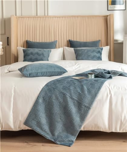 TopLacker Blue King Bed Runner and 2 Pillowcase Set 1