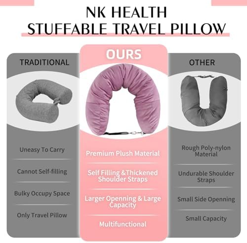 NK HealthCare Stuffable Travel Pillow No Filler Pink