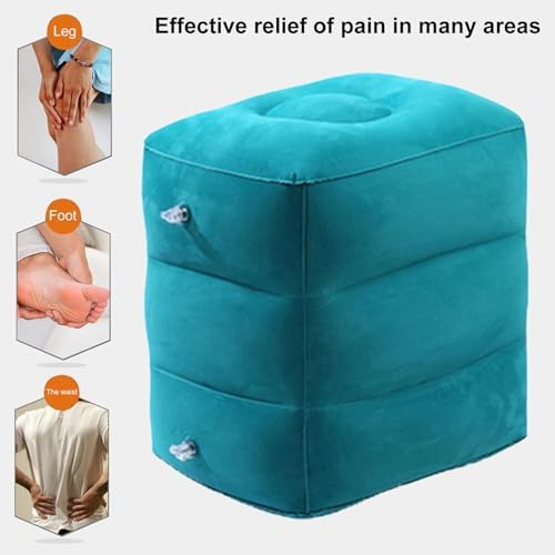 PERZOE Inflatable Travel Foot Rest Pillow - 3 Adjustable Heights Dark Gray