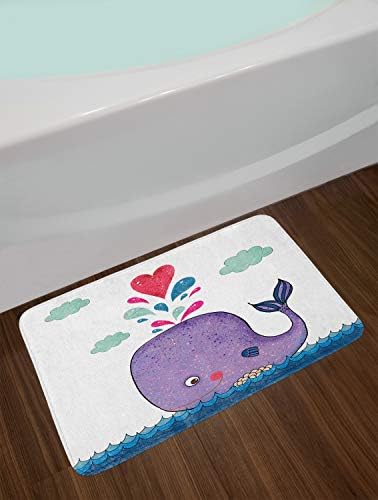 Ambesonne Whale Bath Mat with Whales and Clouds Print