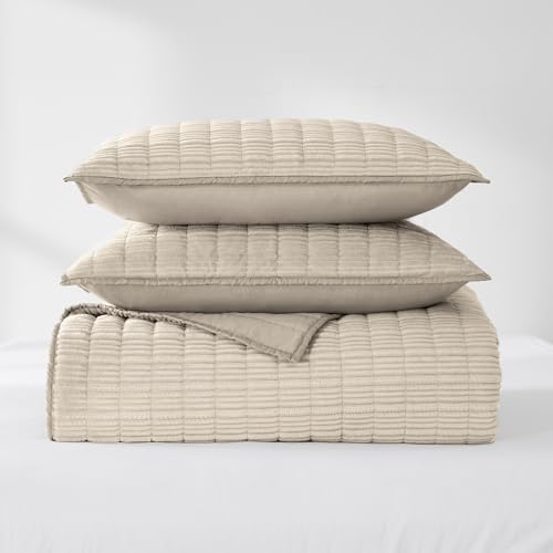 Wonderful Luxury Velvet Quilt - Striped Channel Stitch Queen Size