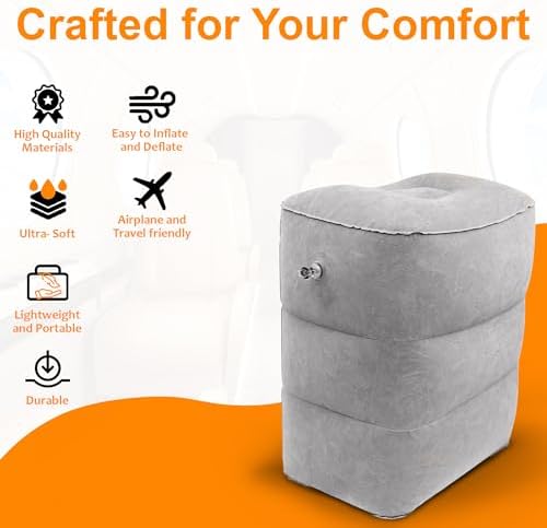 Skyrest Inflatable Foot Rest Travel Pillow - Grey 1