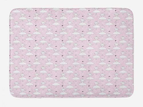 Ambesonne Ballerina Bath Mat with Little Girls Design
