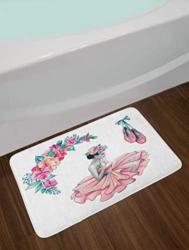 Ambesonne Decorative Plush Bath Mat with Non-Slip Backing