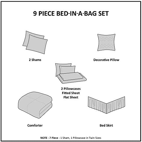 Madison Park Cozy Bed in a Bag Comforter Set Queen Leaf YellowAqua