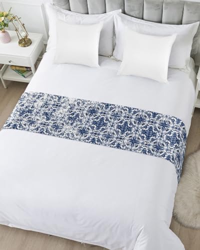 Ldtrchee Navy Blue Bed Runner for Queen Size Bed