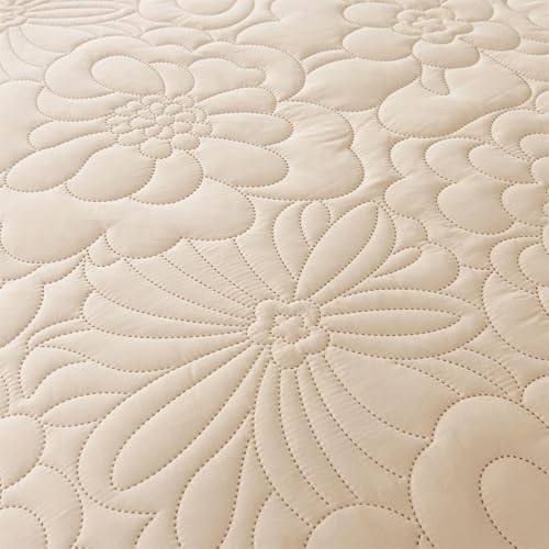 Cmfshape Oversized King Quilt Set 3 PCS - Floral Beige