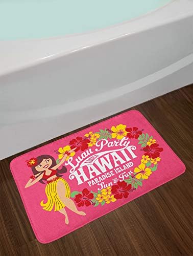 Ambesonne Hula Girl Bath Mat - Hot Pink Mustard