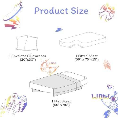 JSD Black Gaming Sheet Set Twin Size 3 Piece