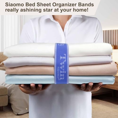 Siaomo Bed Sheet Organizer Bands - Twin 4PCS Blue