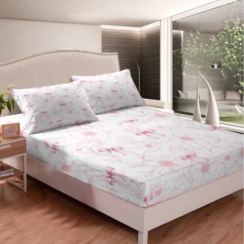 Pink Bow Fitted Sheet Set with Pillowcase