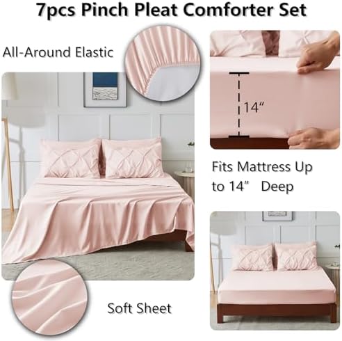 CozyLux Pink King Size Comforter Set 7 Pieces