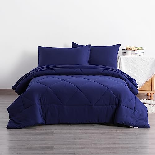 NTBAY Twin Comforter Set with Sheets Navy Blue 1