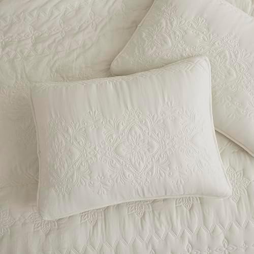 B2EVER Boho Light Beige Quilt Set Queen Size with Pillow Shams