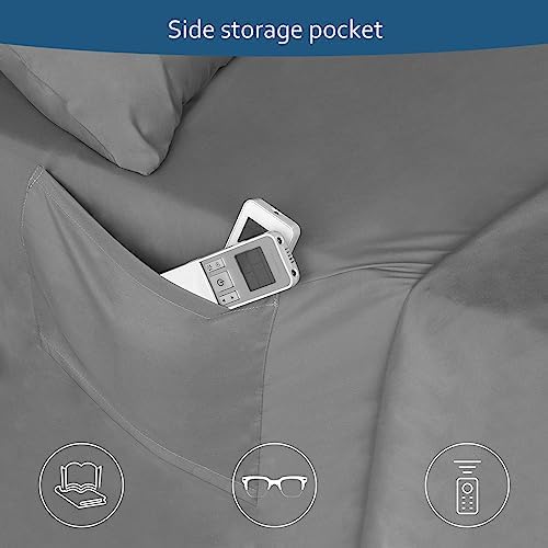 Moonsea Deep Pocket Twin Sheet Set for Air Mattress - 4 Piece Grey