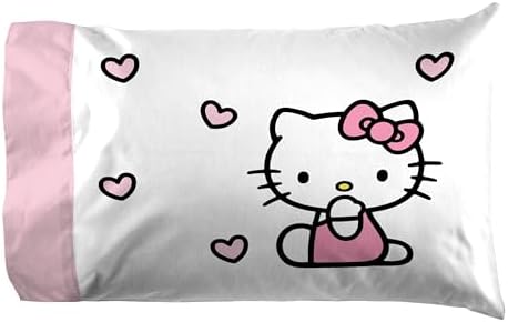 Jay Franco Hello Kitty Pink Stripes Hearts Twin Sheet Set