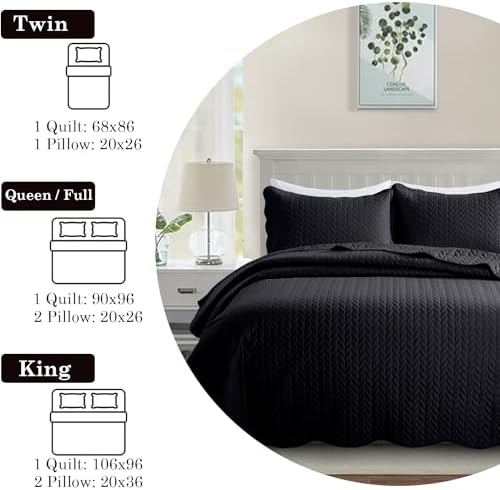IR Imperial Rooms Twin Quilt Bedding Set Black