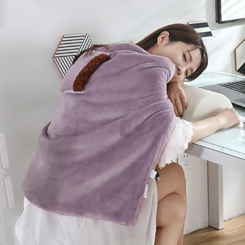 USB Heated Throw Blanket with Hand Warmers Purple
