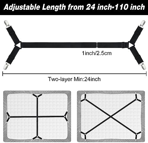 2 Pieces Bed Sheet Holder Straps - Black