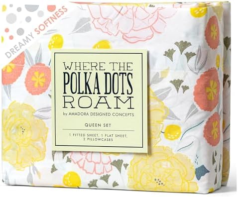 Light Floral Queen Bed Sheets Set by Where The Polka Dots Roam