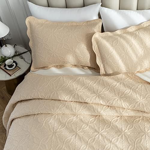 Auemtyn King Size Quilt Set 3 Pieces Floral Pattern
