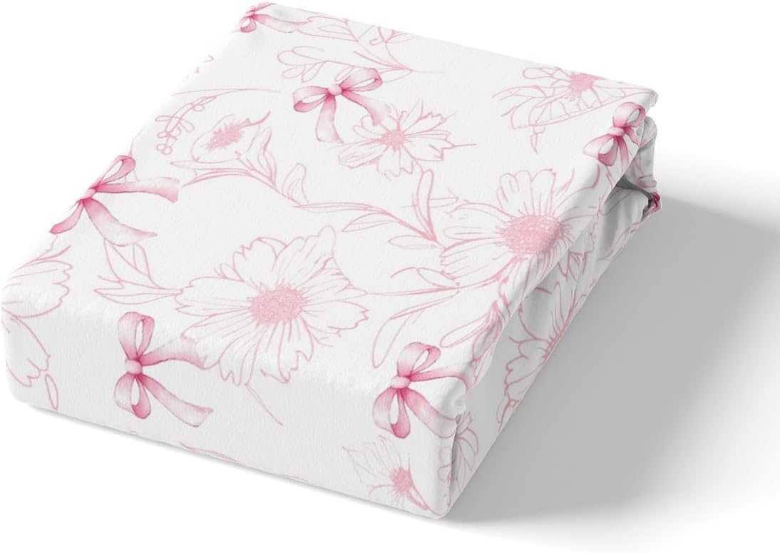 Pink Bow Fitted Sheet Set with Pillowcase