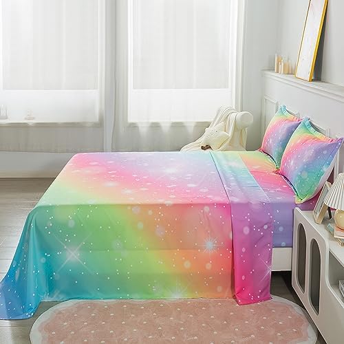 ADASMILE A S Rainbow Fitted Bed Sheet Set for Kids 1