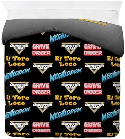 Jay Franco Duvet Cover Set Monster Jam Kids Bedding 3 Piece Grey