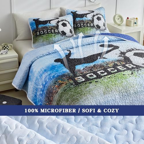 UOZZI BEDDING Boys Quilt Set Summer Breathable Microfiber